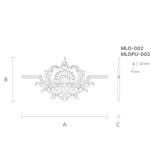 Carved onlay for moulding beech